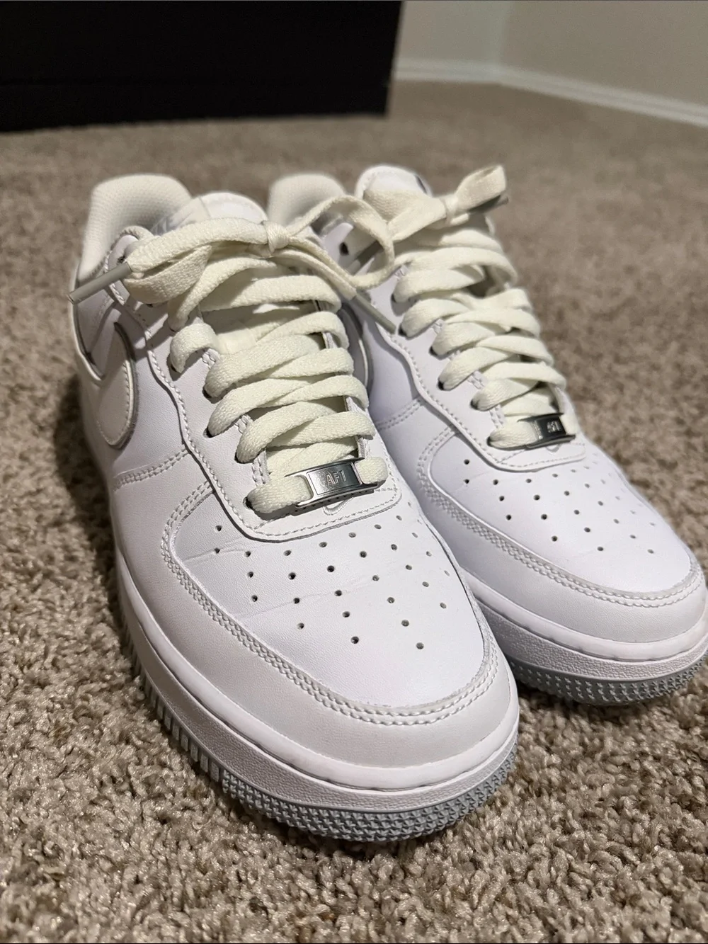 Nike White/Cream Air Force 1 Low-Top Sneakers